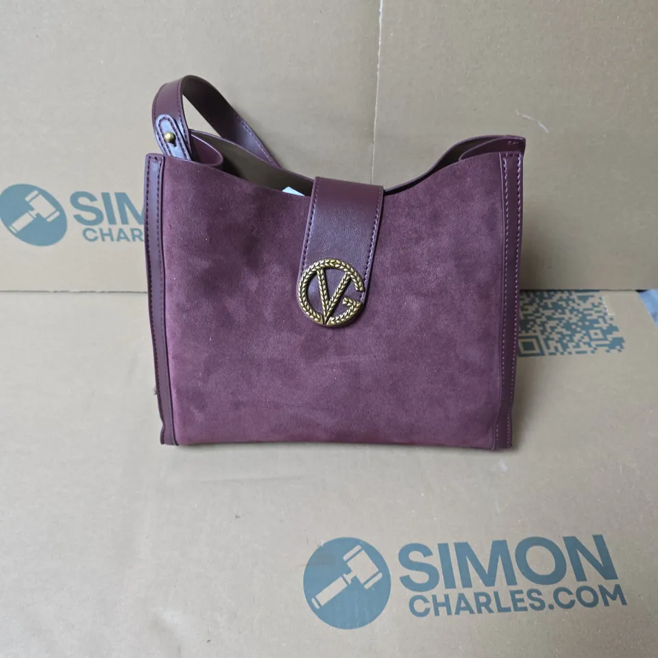 GENUINE LEATHER SHOULDER BAG WITH INTERCHANGEABLE DUAL STRAPS - DARK WINE - UNBOXED 