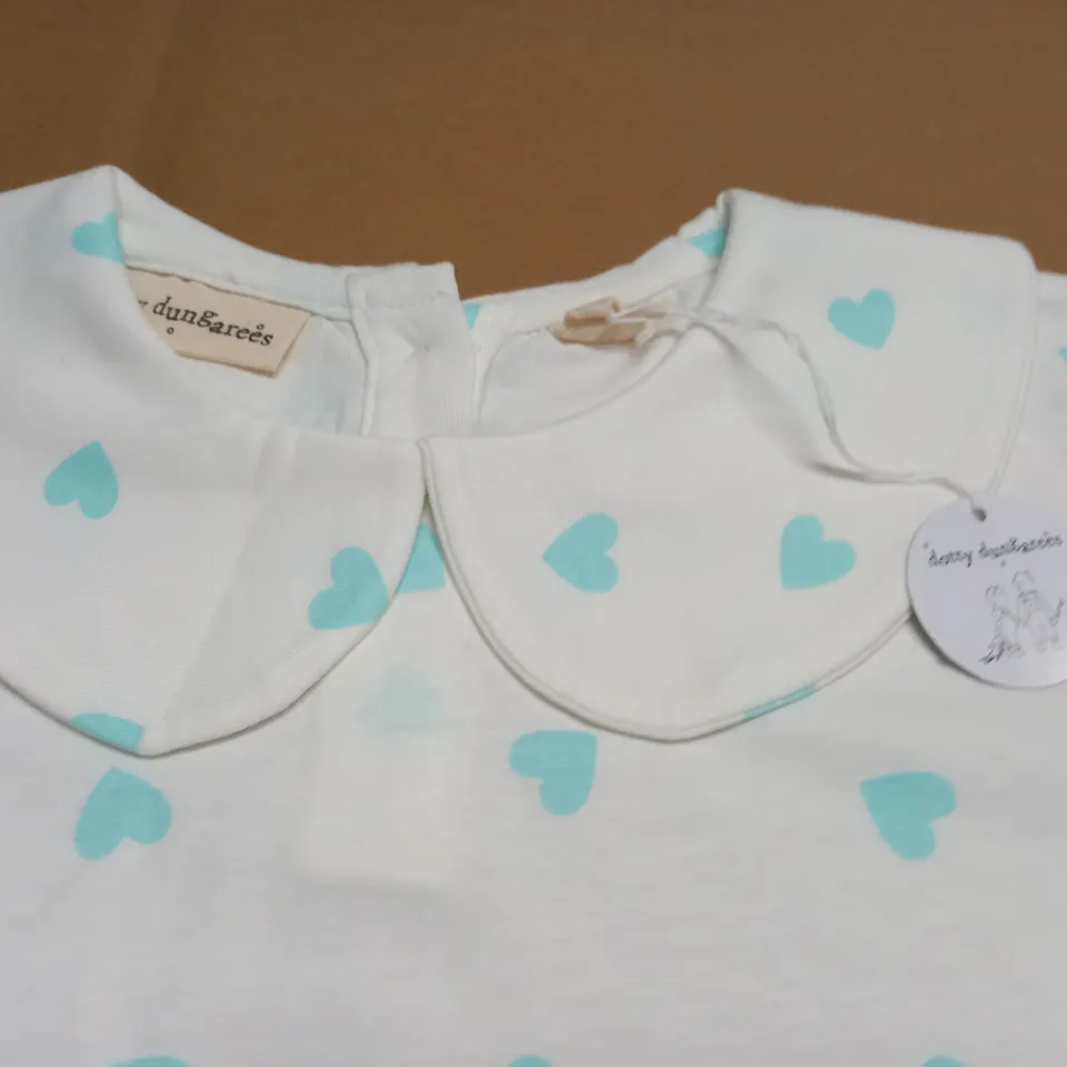 DOTTY DUNGAREES PETER PAN COLLAR TOP - 6/7 YRS