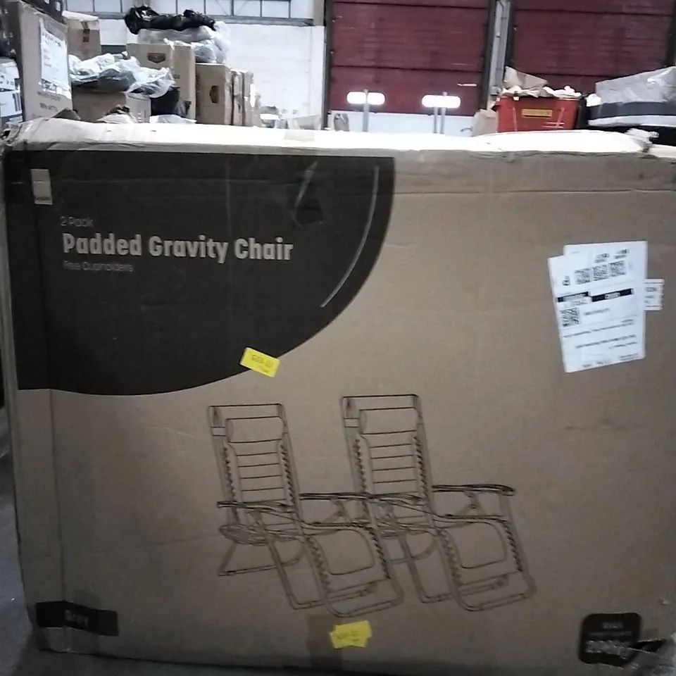 BOXED KEPLIN 2 PACKAGED GRAVITY CHAIR WITH CUP HOLDERS- GREY 