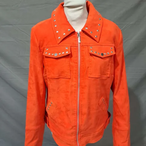 JULIEN MACDONALD FAUX SUEDE JACKET IN ORANGE SIZE 12