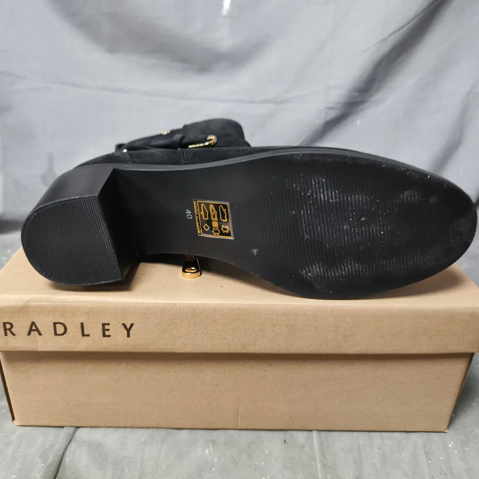BOXED RADLEY ACER WALK LADIES BLACK SUEDE ANKLE BOOTS, UK 7