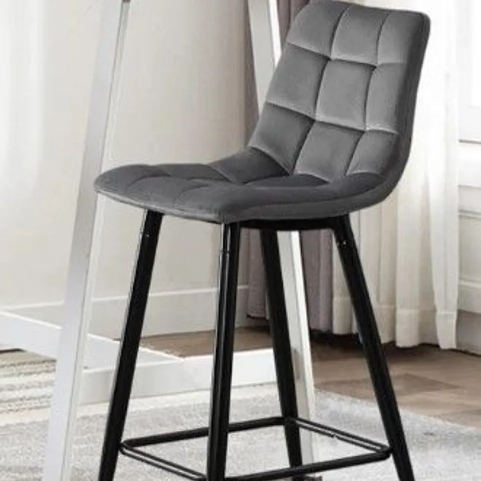 BOXED PAIR OF CHRISTIE GREY BAR STOOLS 