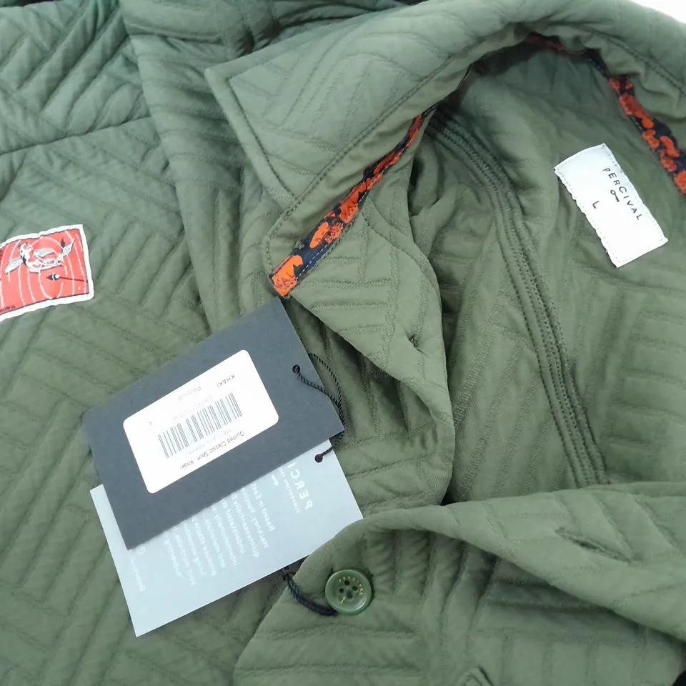 PERCIVAL QUILTED CLASSIC SHIRT IN KHAKI - L