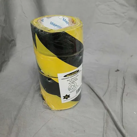 MAJESTIC HAZARD WARNING TAPE – YELLOW/BLACK STRIPE, 50MM X 33M