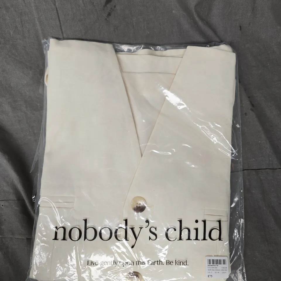 NOBODY'S CHILD APOLLO STRAP WAISTCOAT IN CREAM SIZE UK 12