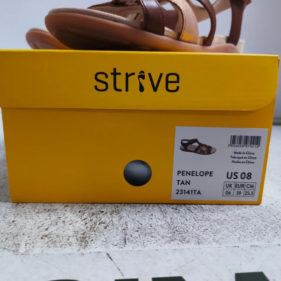 STRIVE PENELOPE SANDALS – TAN, UK 6 (US 8, EU 39)