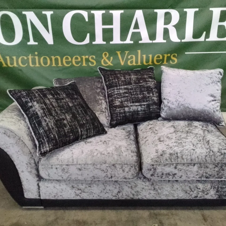 QUALITY DESIGNER RHF SECTION SOFA - GREY/BLACK FABRIC 