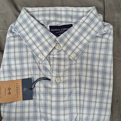 CHARLES TYRWHITT SILVER GREY LARGE CHECK SHIRT SIZE MEDIUM