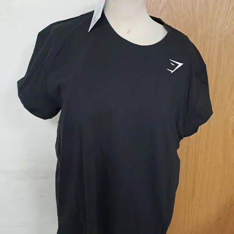 BLACK GYMSHARK CREST TEE SIZE M 