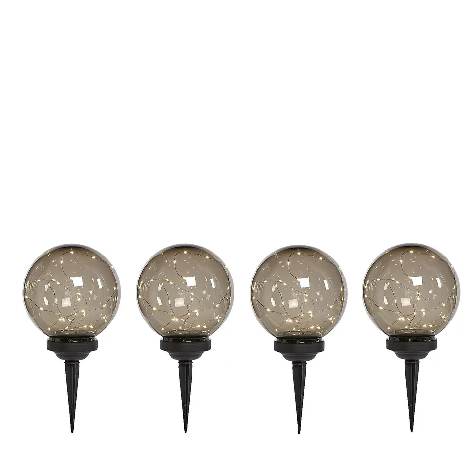 LUXFORM SET OF 4 FAIRY LIGHT CLUSTER STAKE GLOBES
