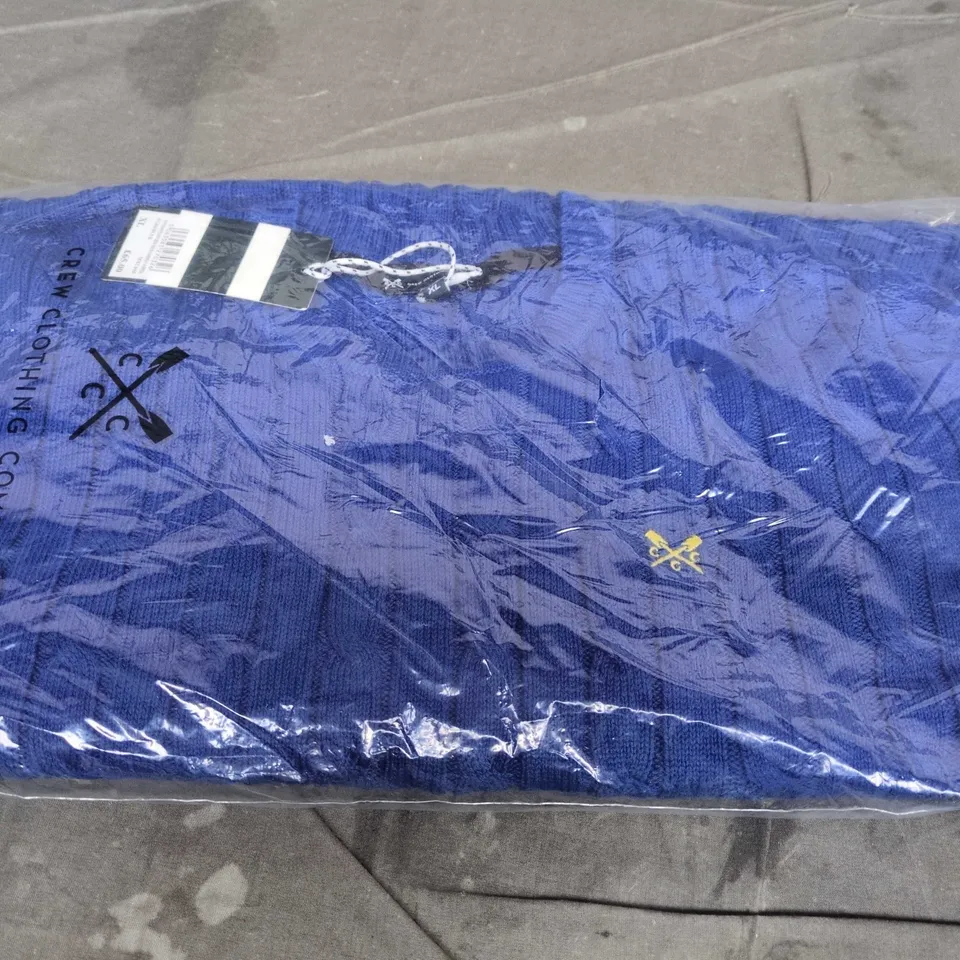 CREW CLOTHING COMPANY SURF BLUE COTTON/NYLON CREW NECK OARSMAN JUMPER – UK XL