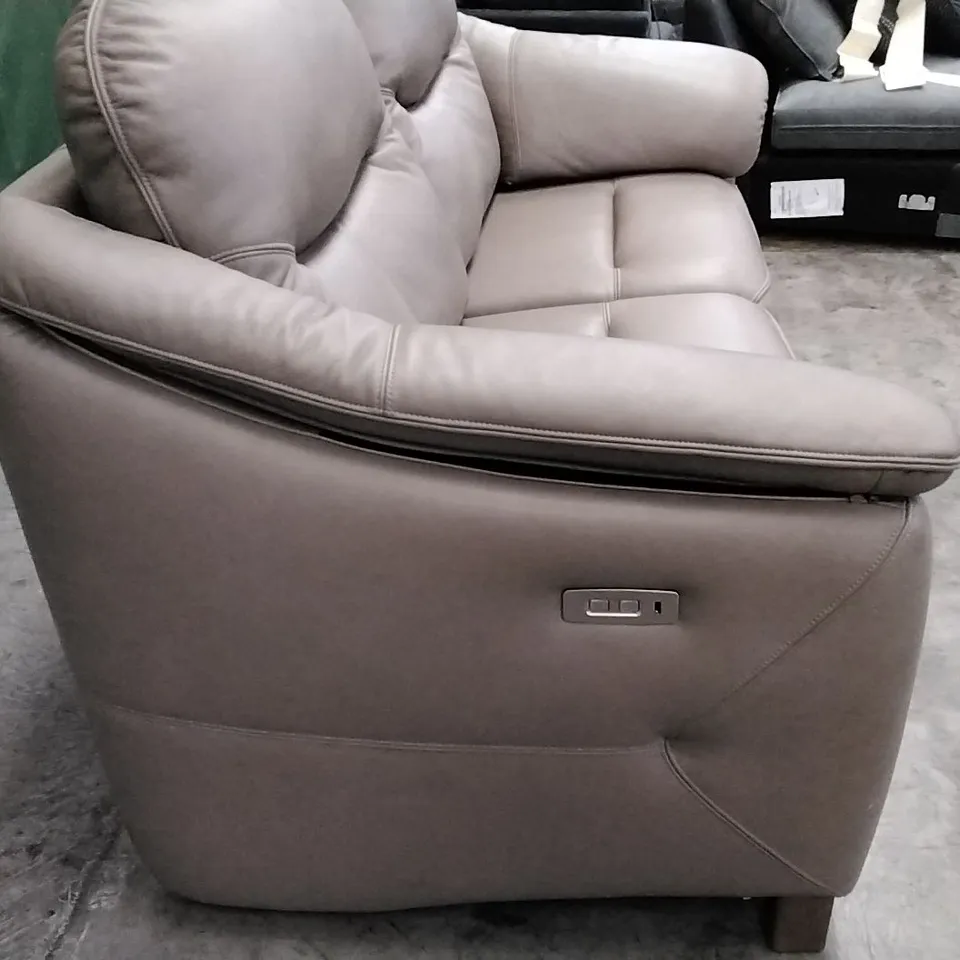 QUALITY BRITISH DESIGNER G PLAN MANUFACTURED JACKSON 3 SEATER ELECTRIC RECLINER DBL SOFA - CAPRI MUSHROOM LEATHER 