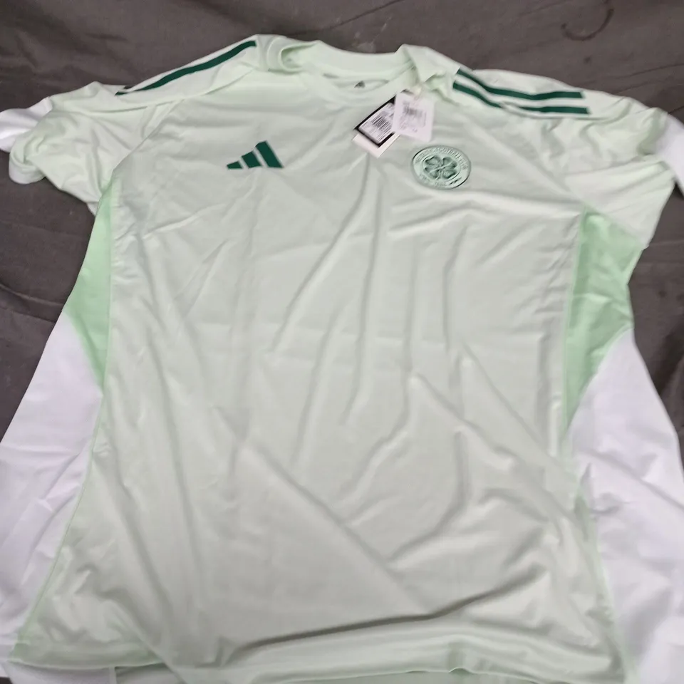 ADIDAS CELTIC FC JERSEY – SLIM FIT, MINT GREEN, UK 3XL