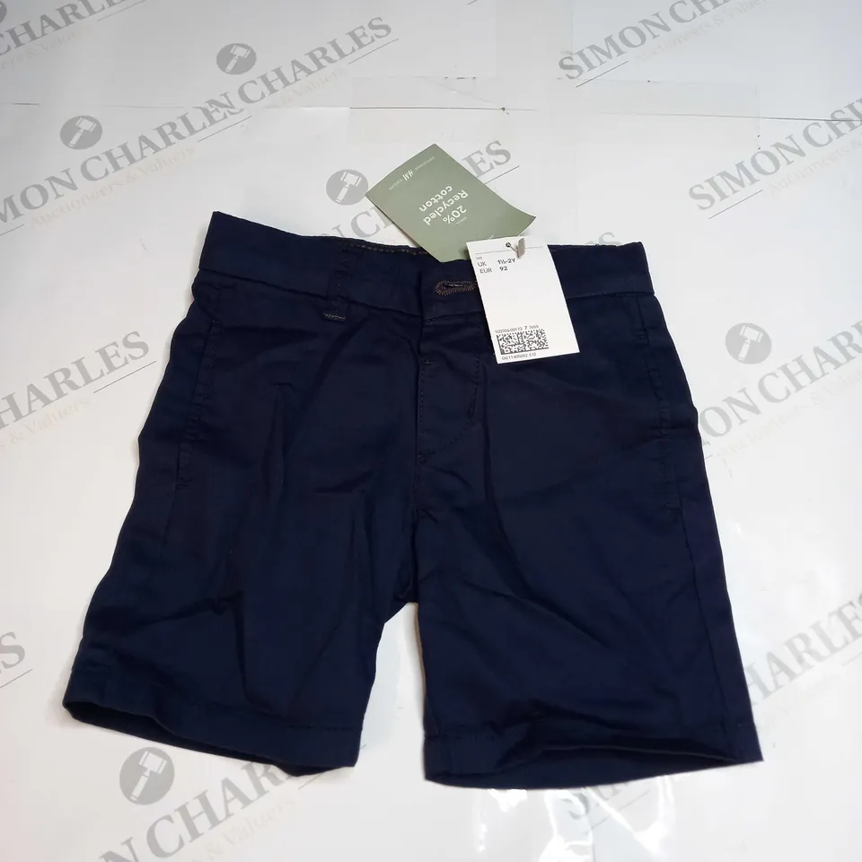 H&M NAVY CHINO SHORTS - 1- 2 YRS