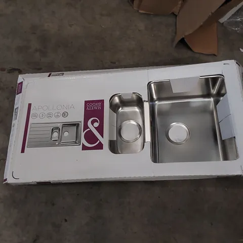 COOKE & LEWIS APOLLONIA BRUSHED STAINLESS STEEL BOWL SINK AND DRAINER 