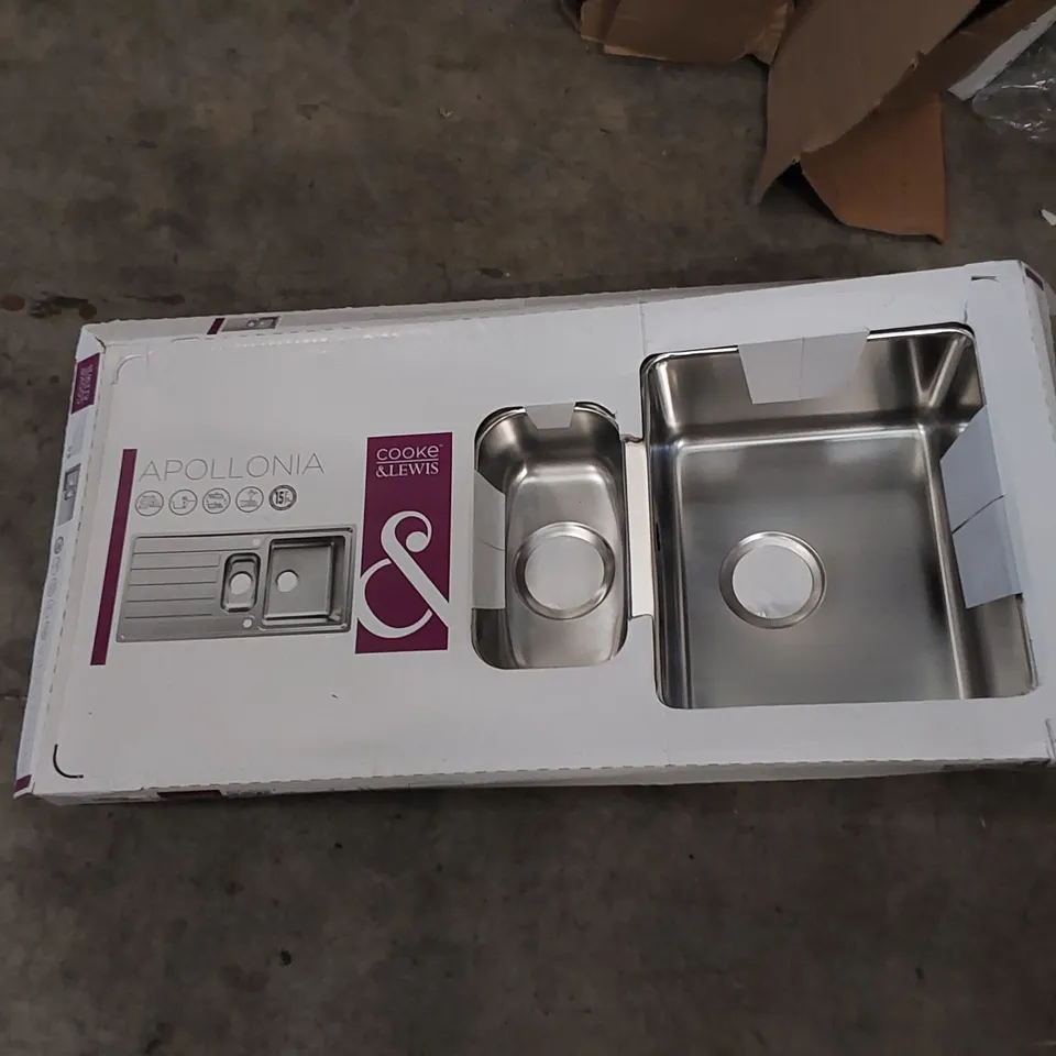 COOKE & LEWIS APOLLONIA BRUSHED STAINLESS STEEL BOWL SINK AND DRAINER 