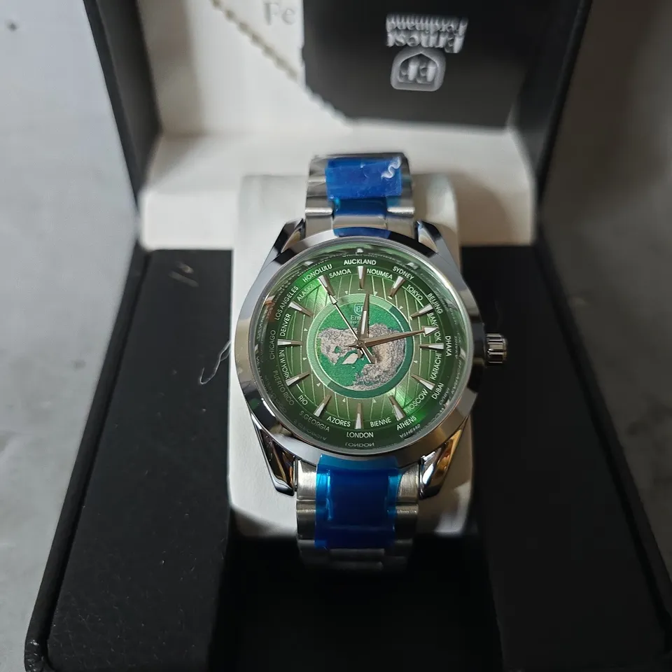 ERNEST FERDINAND WATCH – GLOBAL DIAL – STAINLESS STEEL STRAP – 3ATM WATER RESISTANT - GIFT BOX