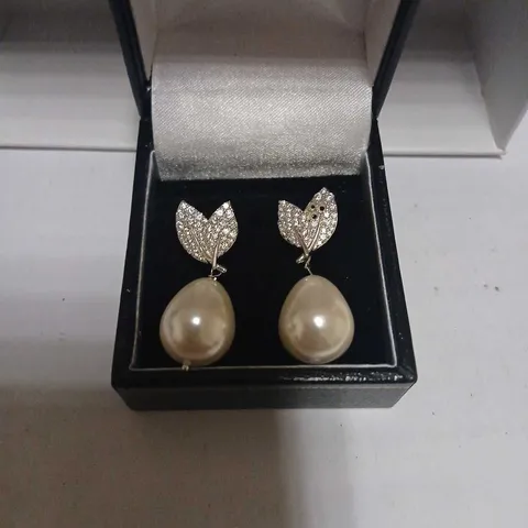 DIAMONIQUE 0.6CT TW PAVE LEAF DROP EARRINGS STERLING SILVER 