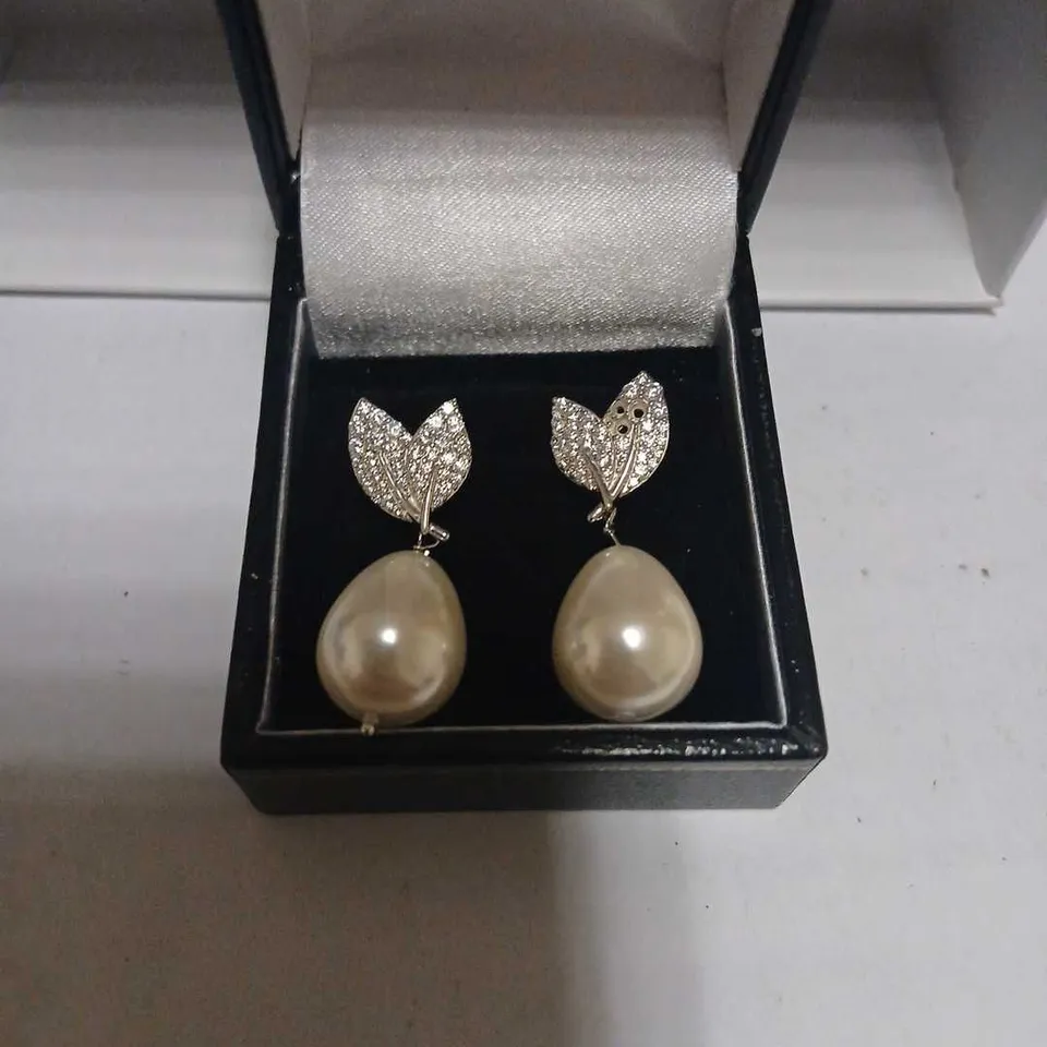 DIAMONIQUE 0.6CT TW PAVE LEAF DROP EARRINGS STERLING SILVER 