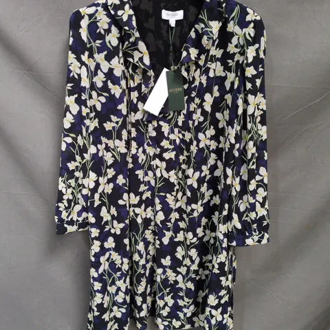HOBBS LONDON FLORAL DRESS – NAVY WITH WHITE FLOWERS, UK 18
