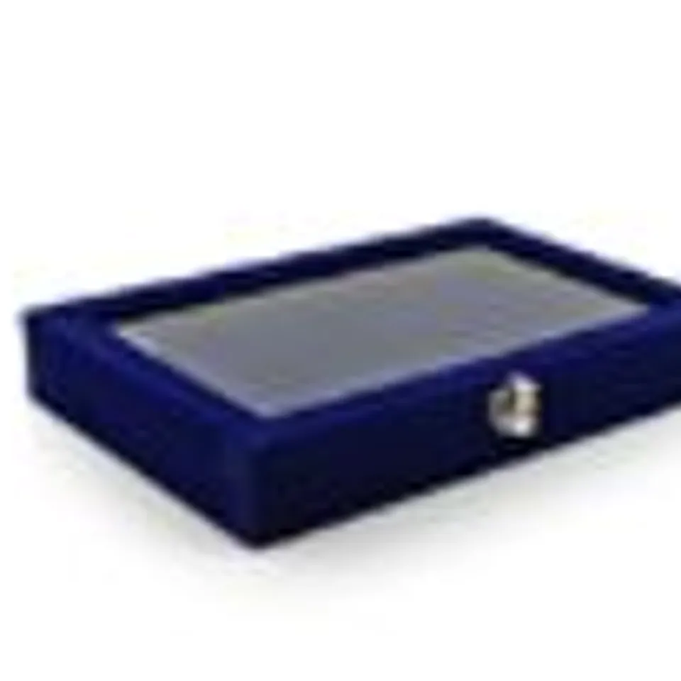 24 PORTABLE VELVET RING BOX WITH GLASS WINDOW (HALF BIG & SMALL RING ROWS) (SIZE - 29X18X4 CM) - ROYAL BLUE