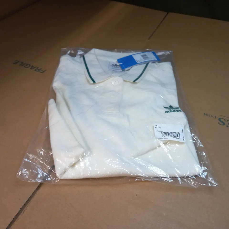 PACKAGED ADIDAS CREAM/LOGO POLO TOP - SIZE 18