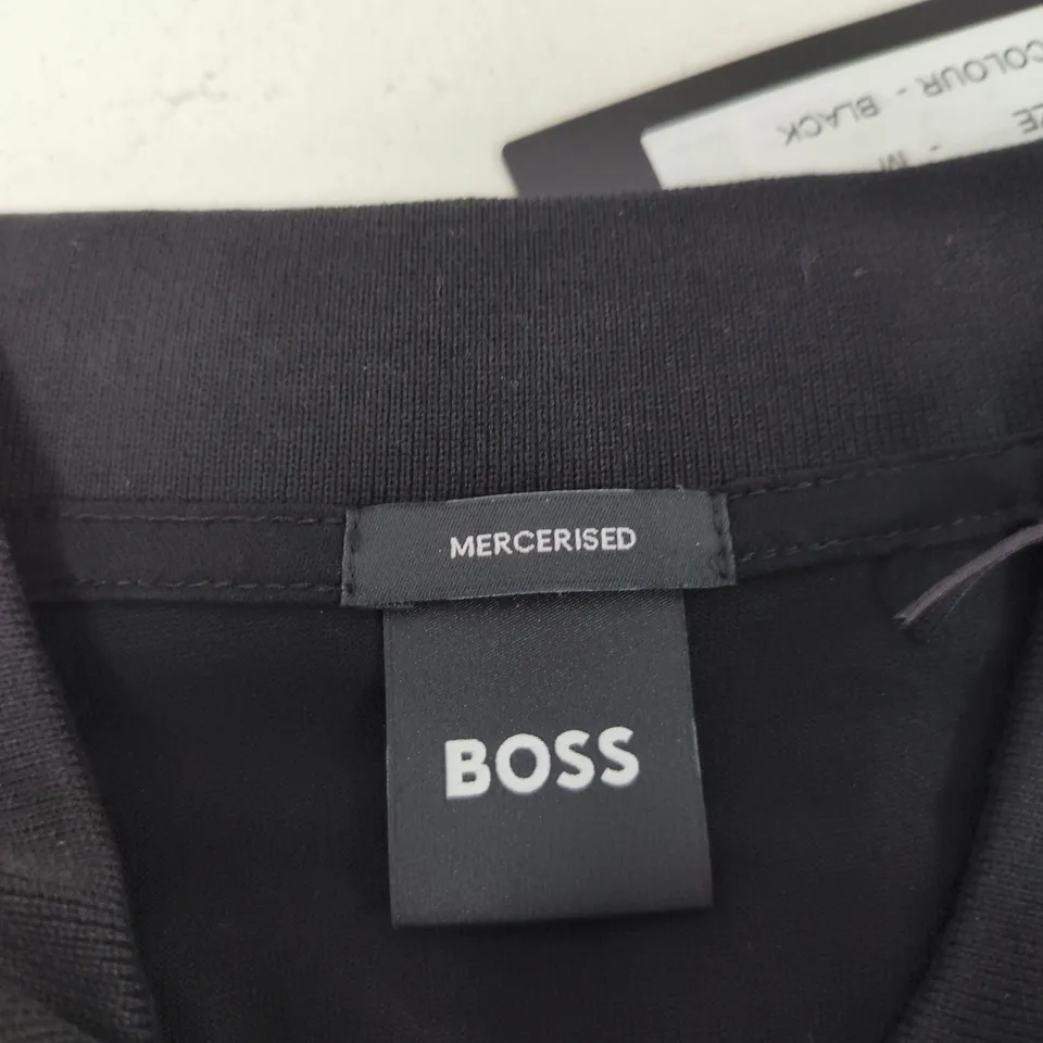 HUGO BOSS MERCERISED POLO SHIRT – BLACK, SIZE M