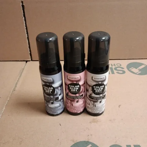 APPROXIMATELY 22 X ASSORTED MATRIX COLOR BLOW DRY HAIR CARE PRODUCTS TO INCLUDE ASH BLONDE, PLATINUM SILVER ETC