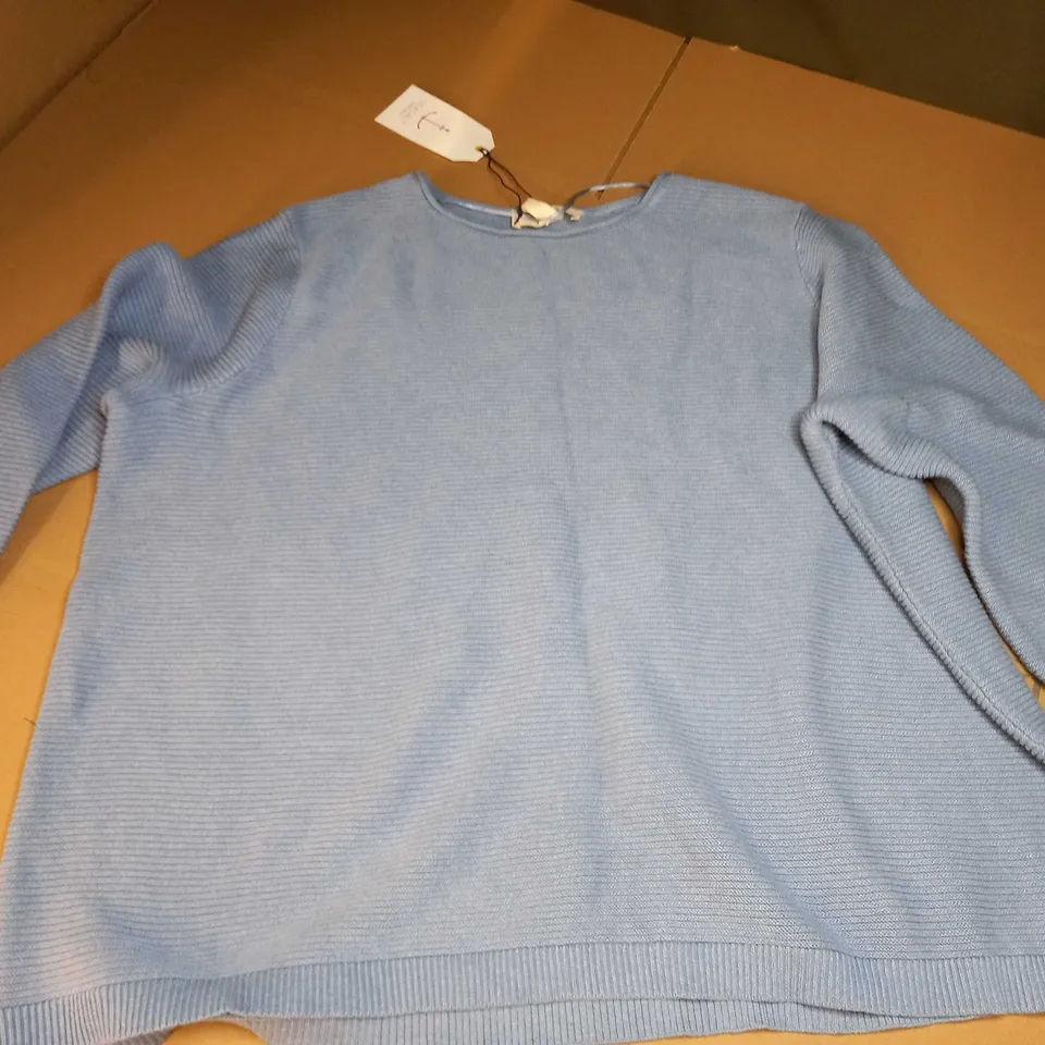 SEASALT CORNWALL KNIT EFFECT ORGANC COTTON LONG SLEEVE CARDIGAN TOP IN SKY BLUE - UK 18