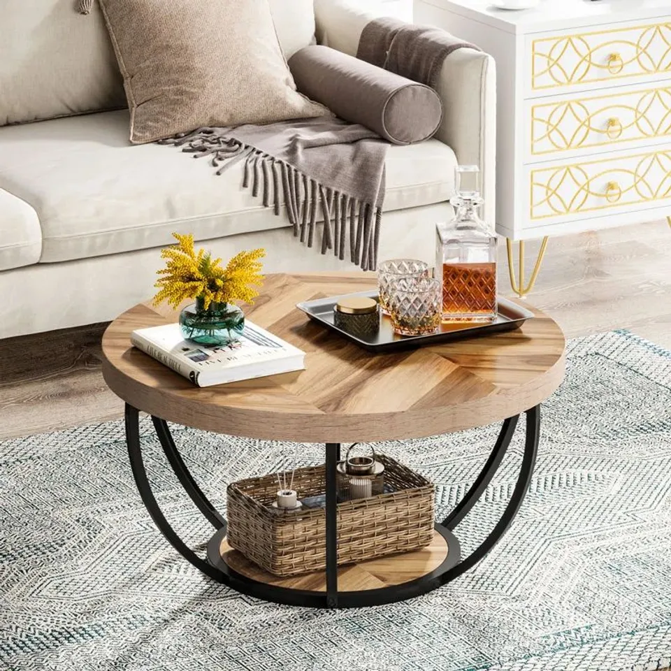 BOXED MAISSANE FLOOR SHELF COFFEE TABLE WITH STORAGE (1 BOX)