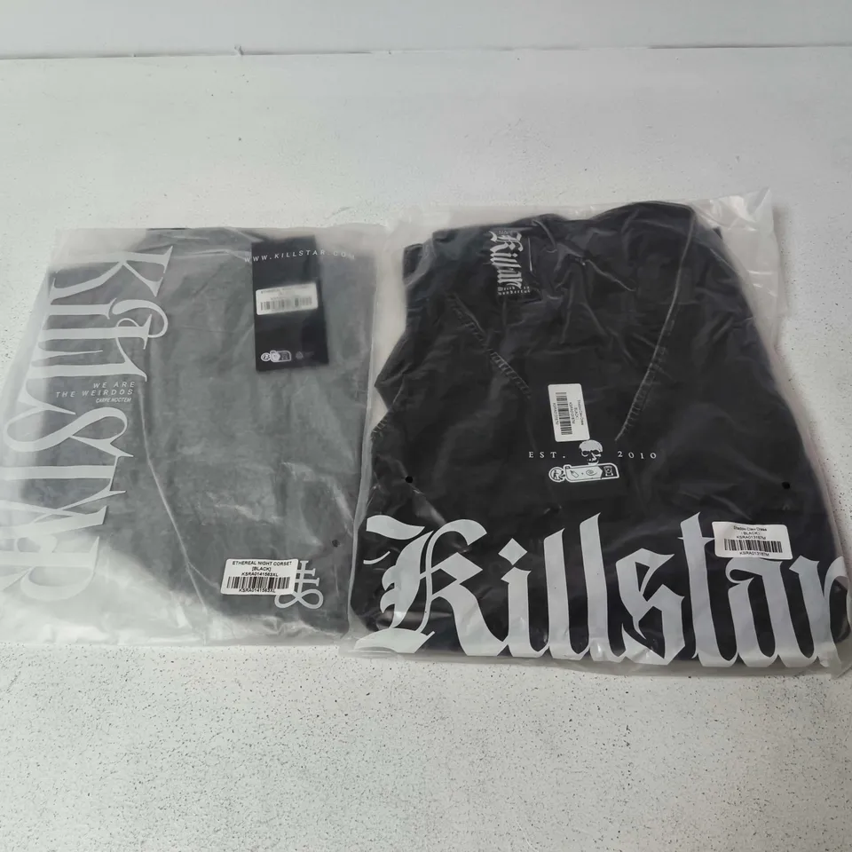 LOT OF APPROXIMATELY 30 BRAND NEW KILLSTAR CLOTHING ITEMS TO INCLUDE SHADOW CLAW DRESS AND ETHEREAL NIGHT CORSETS - VARIOUS SIZES