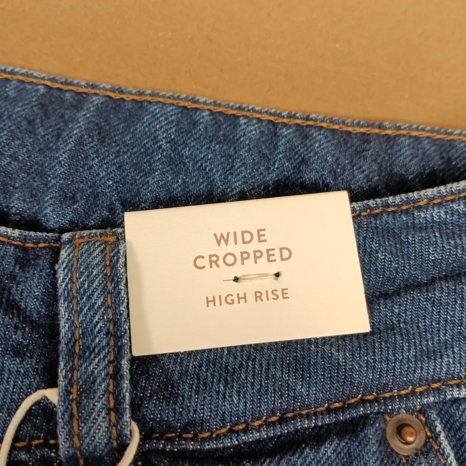 M&S WOMEN'S WIDE-CROPPED HIGH-RISE DENIM JEANS 