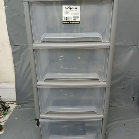WHAM DEEP 4-DRAWER STORAGE UNIT - LIGHT GREY - COLLECTION ONLY