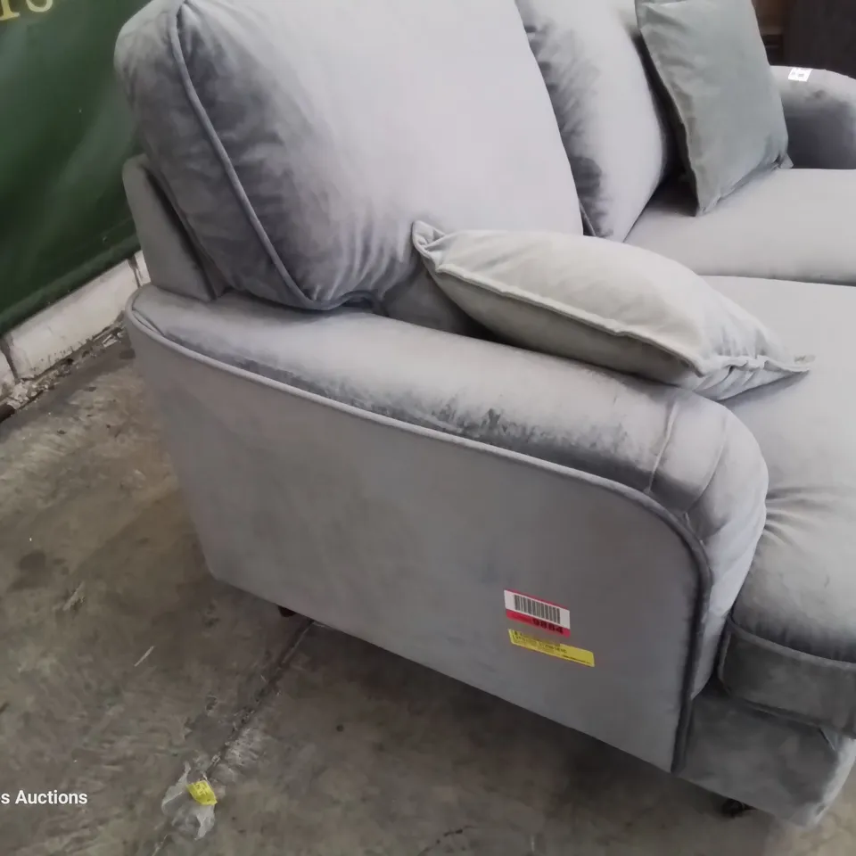 DESIGNER MARCANTONIO TWO SEATER SOFA GREY PLUSH FABRIC 