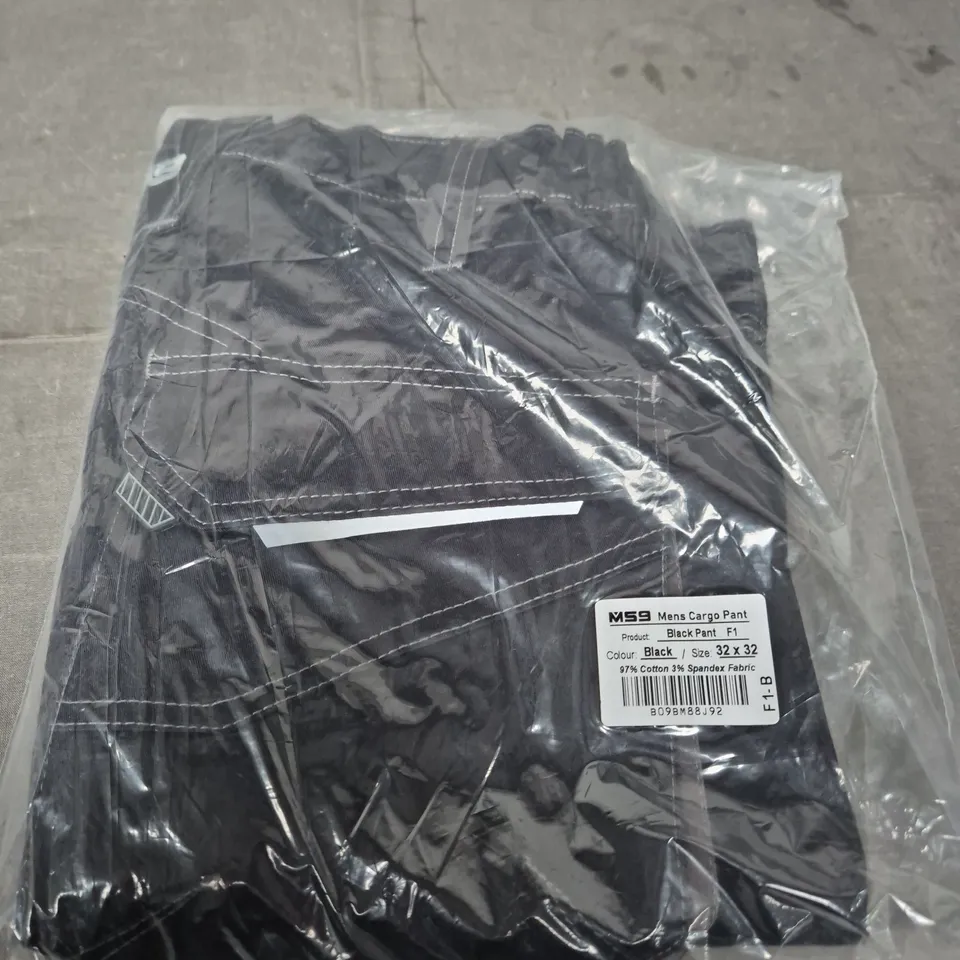 MS9 MENS CARGO PANT – BLACK, UK 32 X 32