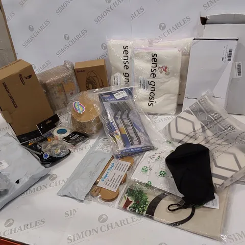 20 BRAND NEW ITEMS TO INCLUDE: MOTORBIKE COVER, PLASTERBOARD FIXINGS, RIBBON CARTRIDGE, DESK FAN, WINNIE THE POOH MUG, WIRE BRUSH SET, PAPER TAGS, CARD, CUSHION COVERS