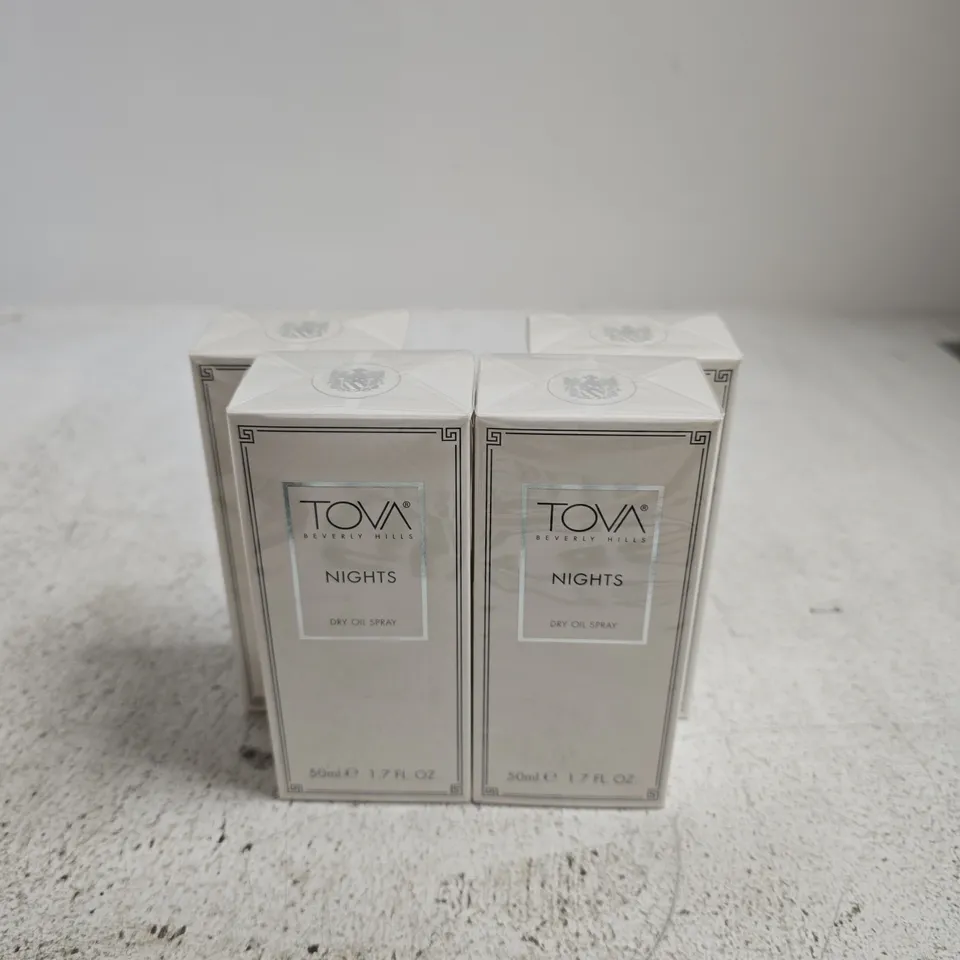 4 X SEALED TOVA NIGHTS DRY OIL SPRAY - 50ML 