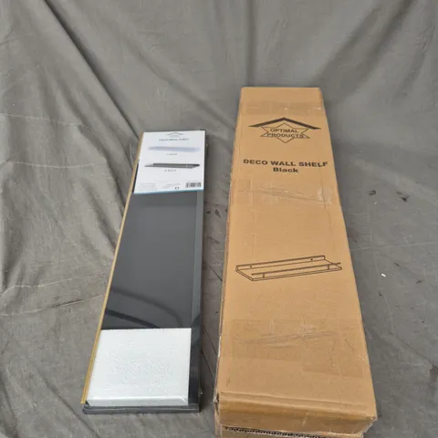 OPTIMAL PRODUCTS PAIR OF DECO WALL SHELVES – BLACK (60X15X4.3CM)