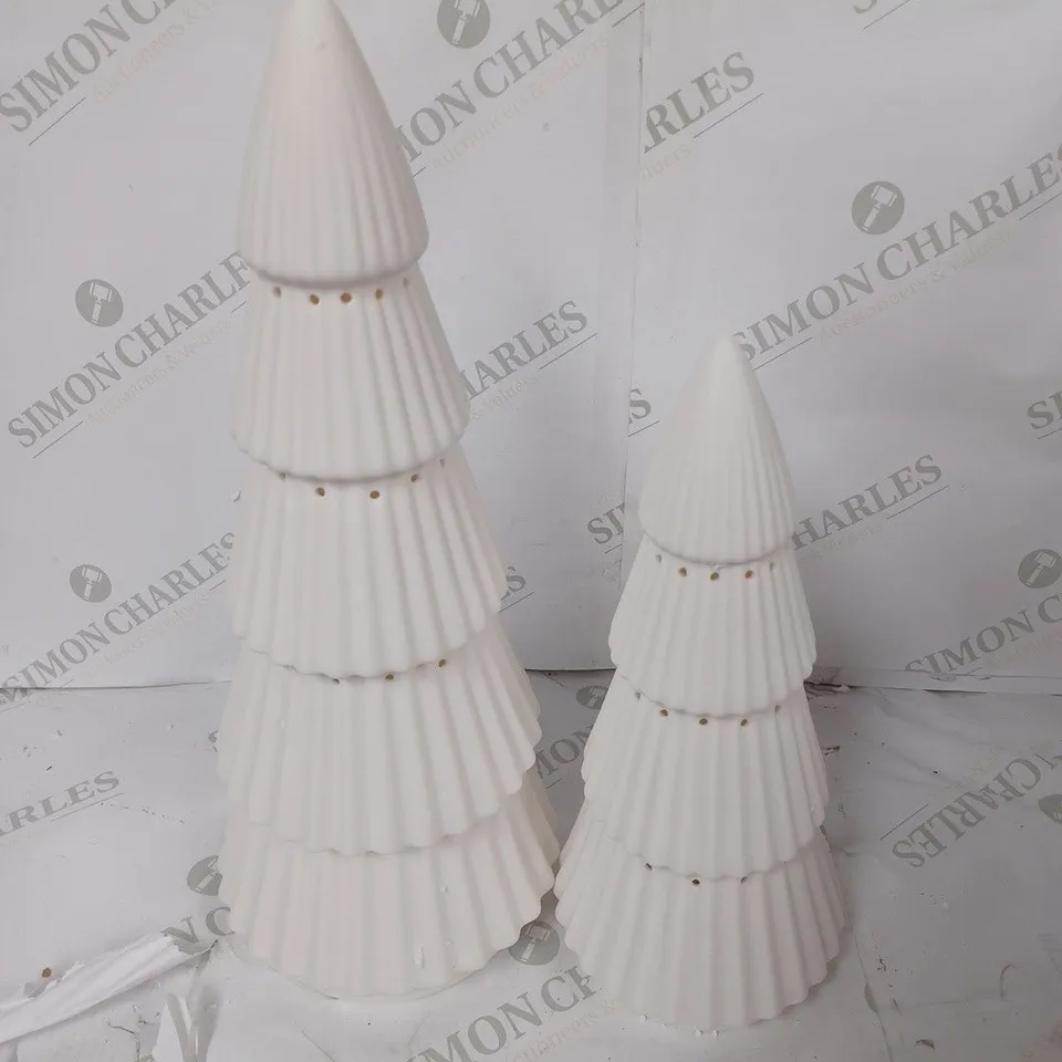 LOT OF 2 PRE LIT DECORATIVE WHITE BALLS 