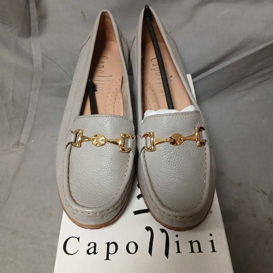 CAPOLLINI CLARA ASH GREY LEATHER LOAFERS – WOMEN UK 6.5 (EU 39.5)