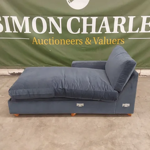 QUALITY DESIGNER CORNER CHAISE SOFA SECTION - NAVY VELVET