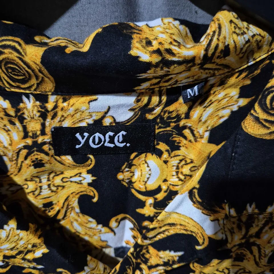 YOLE BAROQUE PRINT SHIRT – BLACK & GOLD, MEN'S MEDIUM