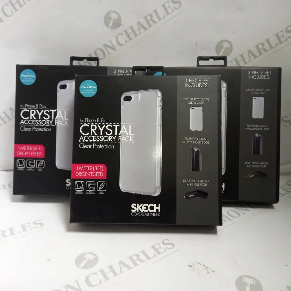 BOX OF APPROX 10 CRYSTAL ACCESSORY PACK 3 PIECE SET FOR IPHONE 8 PLUS 
