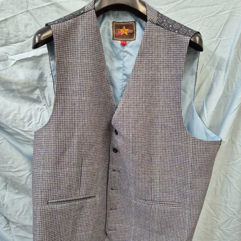 JOE BROWNS MENβS WAISTCOAT β BLUE MICRO-CHECK, UK 48 (EU 122)