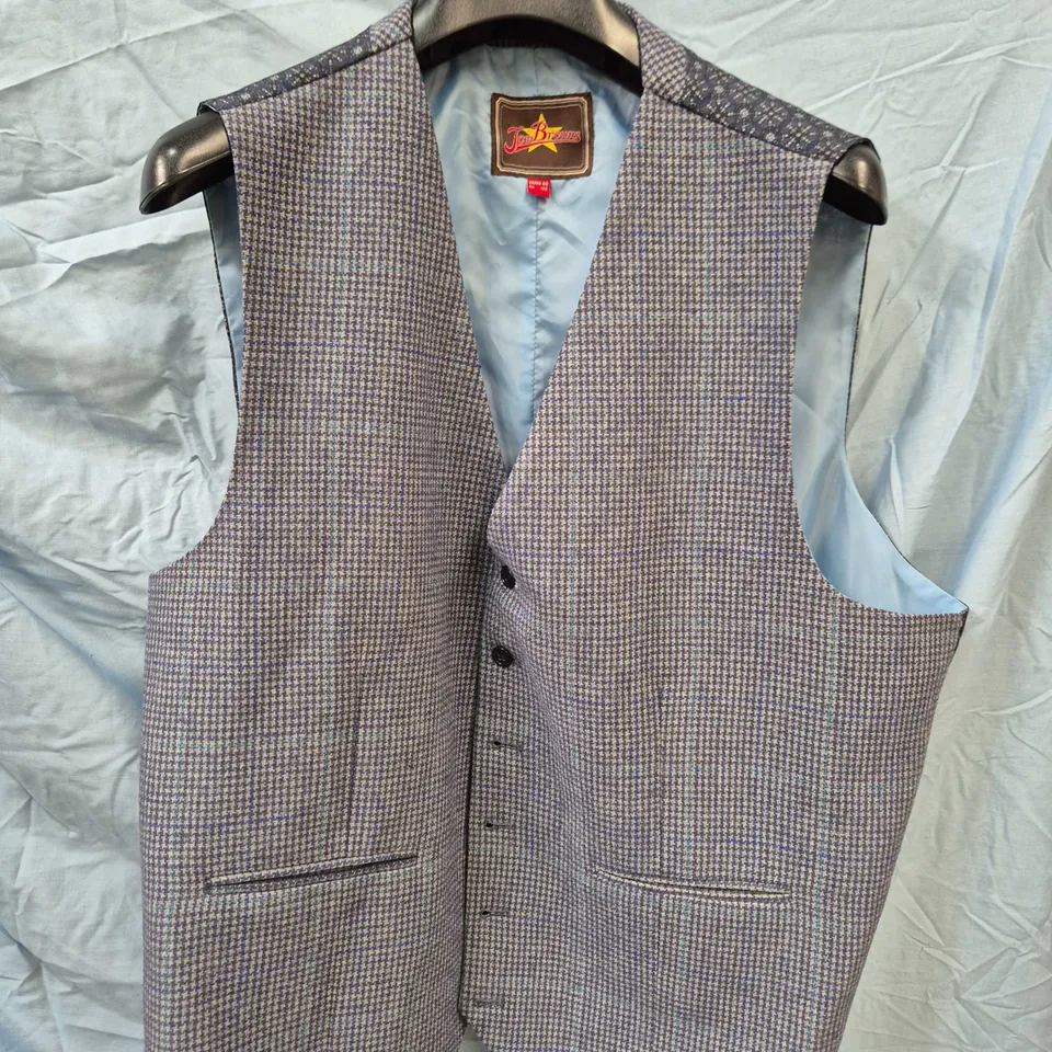 JOE BROWNS MEN’S WAISTCOAT – BLUE MICRO-CHECK, UK 48 (EU 122)