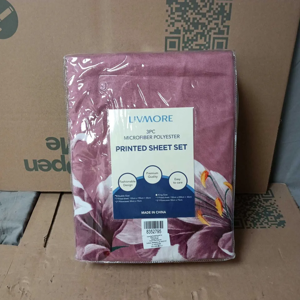 LIVMORE 3 PIECE MICROFIBER POLYESTER PRINTED SHEET SET DOUBLE SIZE
