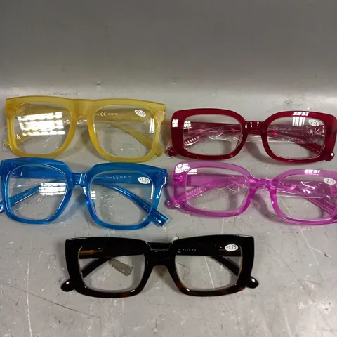 LARGE QUANTITY OF ASSORTED READING GLASSES IN VARIOUS STRENGTHS & COLOURS