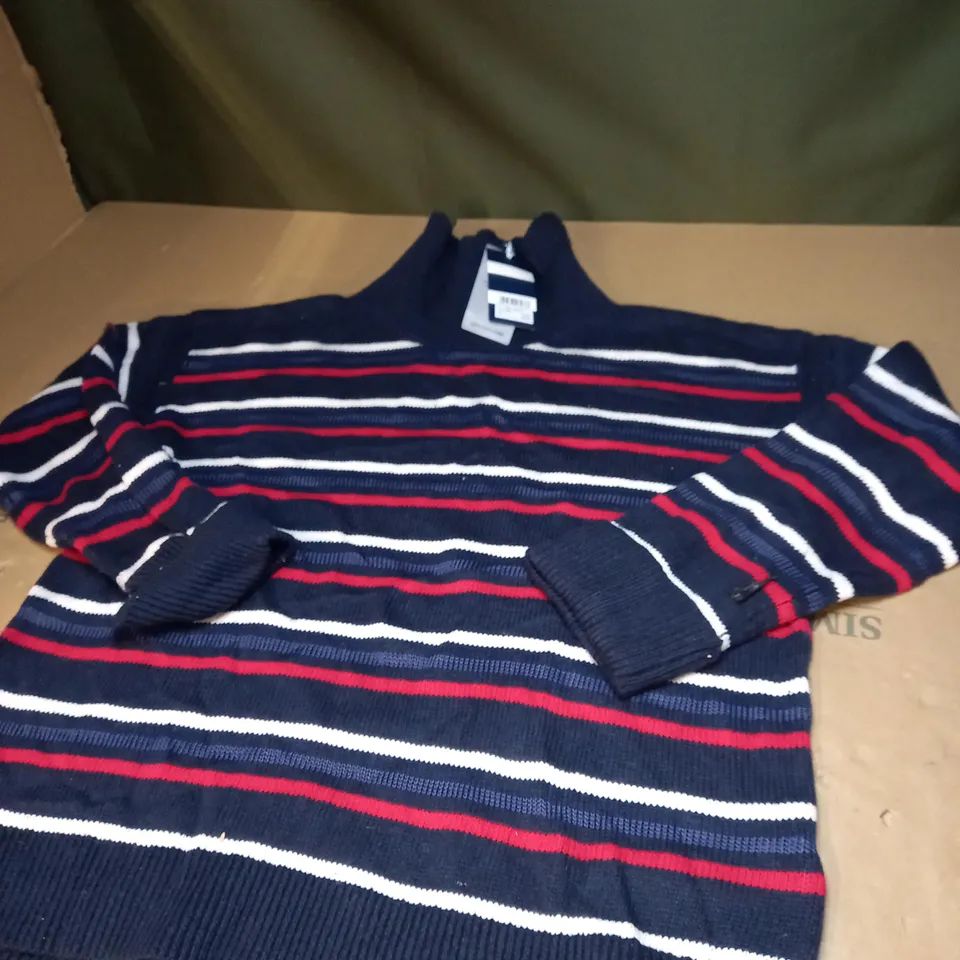 CREW CLOTHING COMPANY NAVY STRIPPED BELLA JUMPER SIZE 16