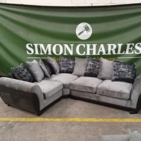 LANA FABRIC AND FAUX LEATHER LEFT HAND CORNER GROUP SOFA