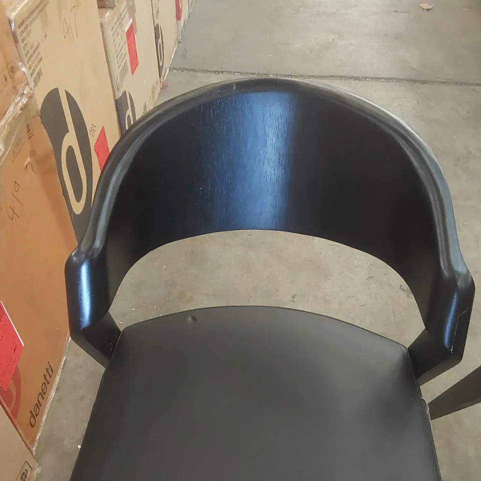 SET OF 2 DANETTI ENZO BLACK LEATHER DINING CHAIRS